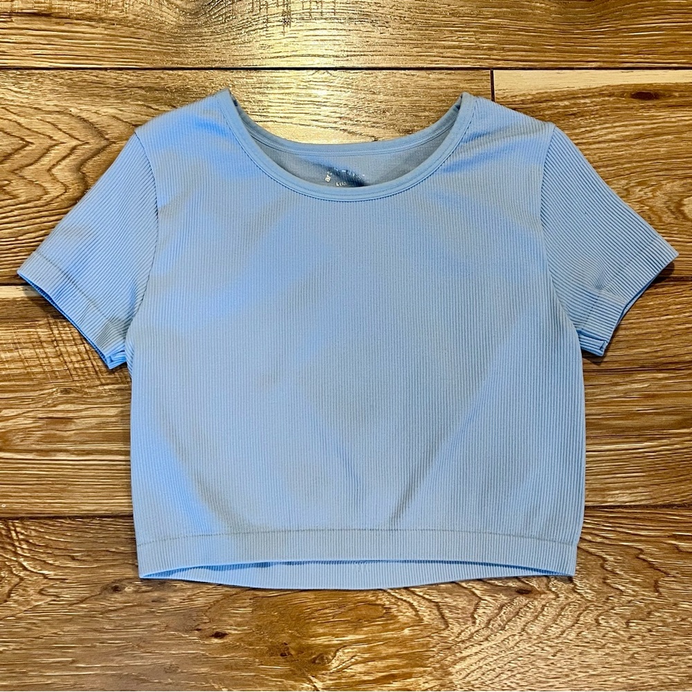 Art Class Sky Blue Ribbed Top